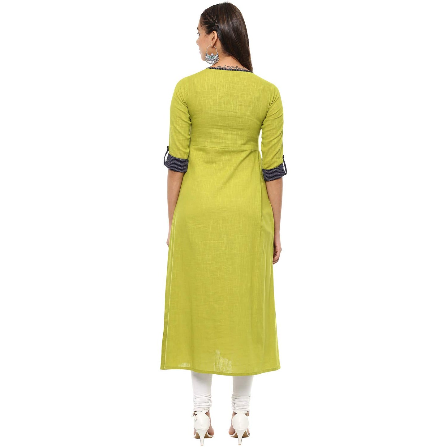Embellished A-line Kurta (Green)