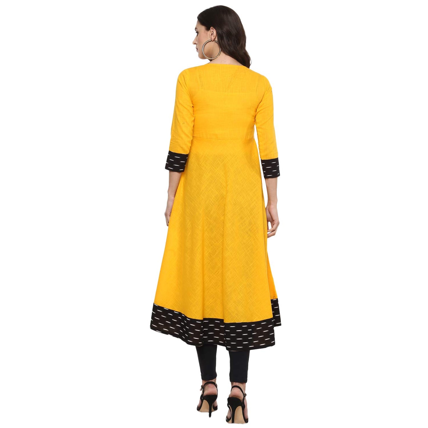 Cotton Printed Anarkali Kurta (Yellow)
