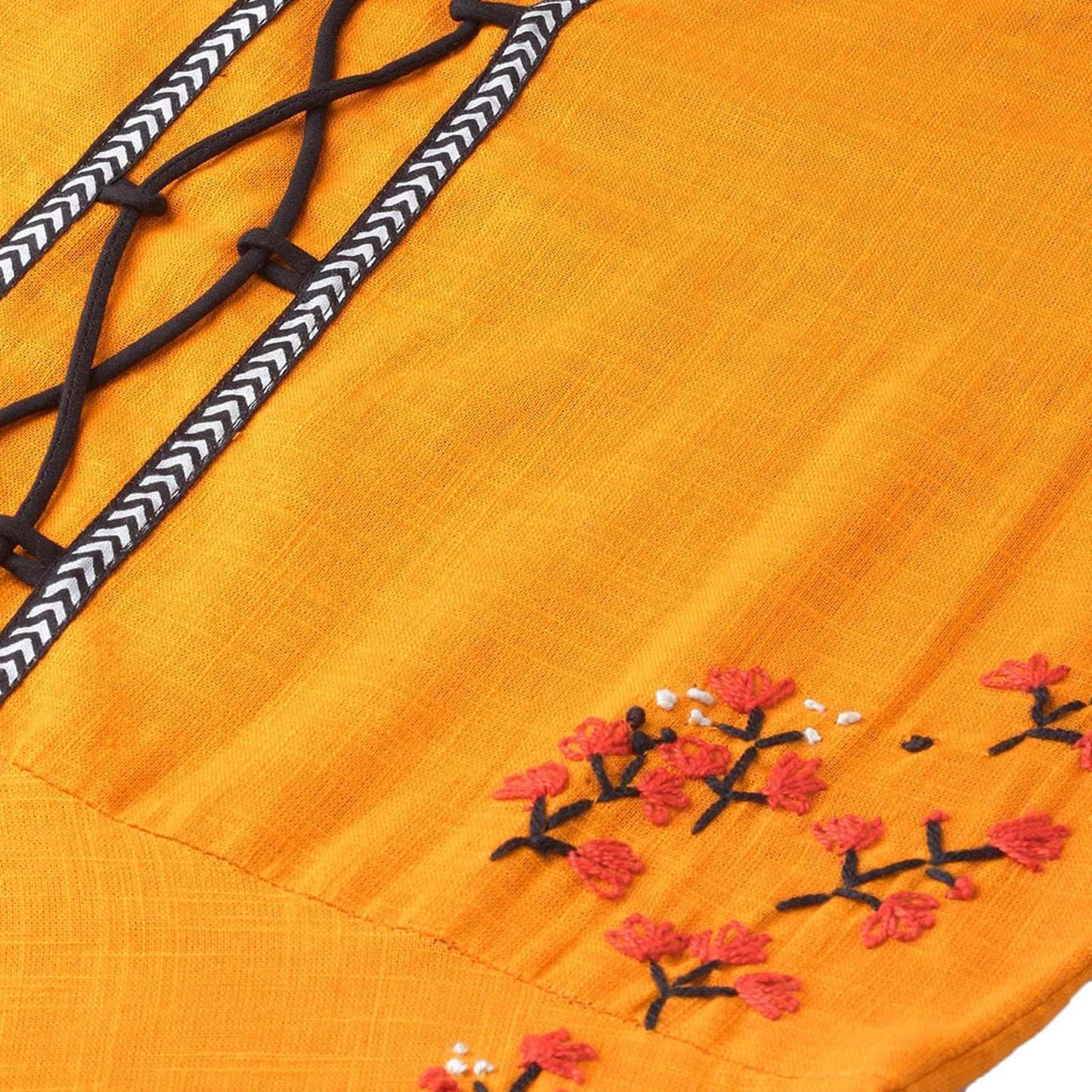 Embroidered Anarkali Kurta (Yellow)