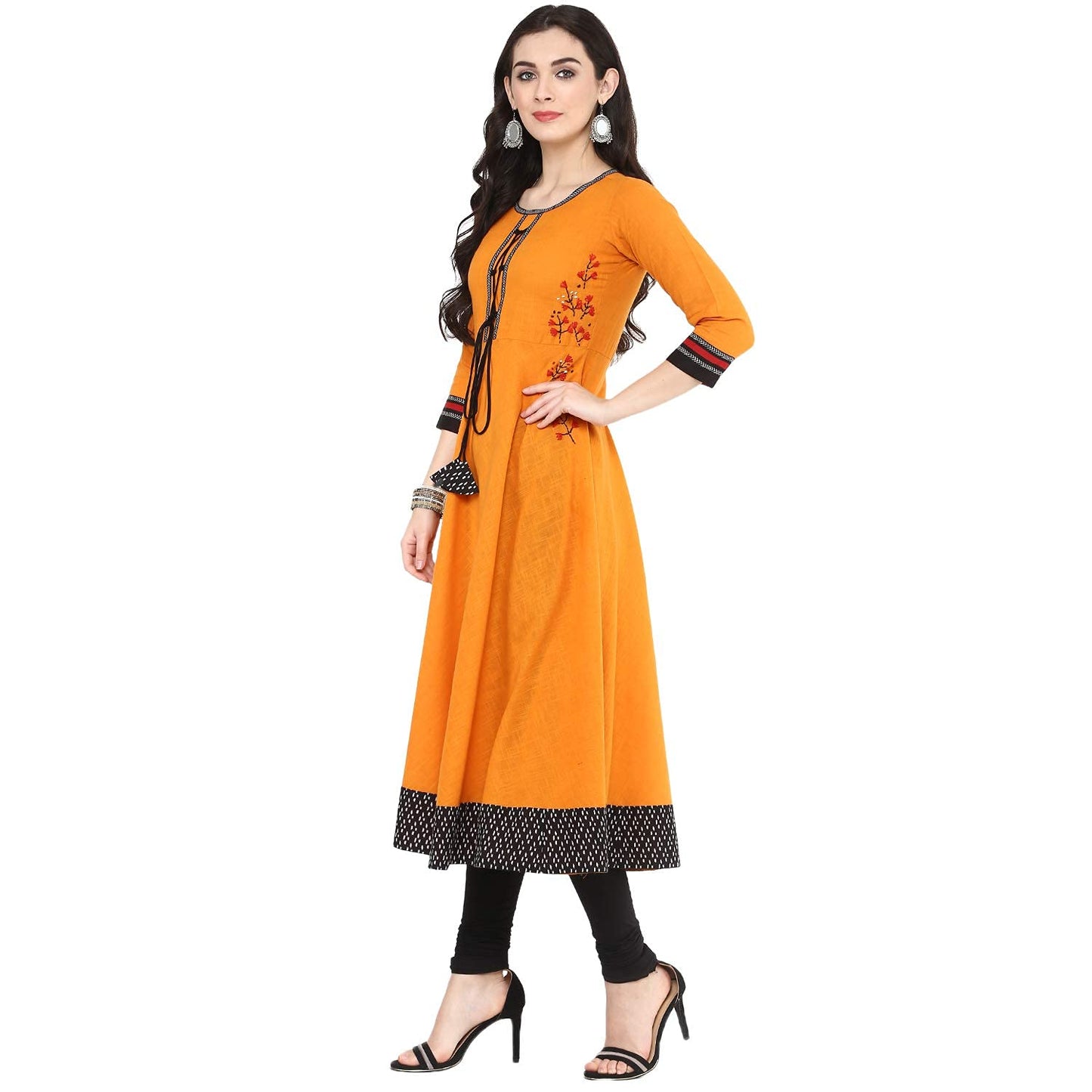 Embroidered Anarkali Kurta (Yellow)