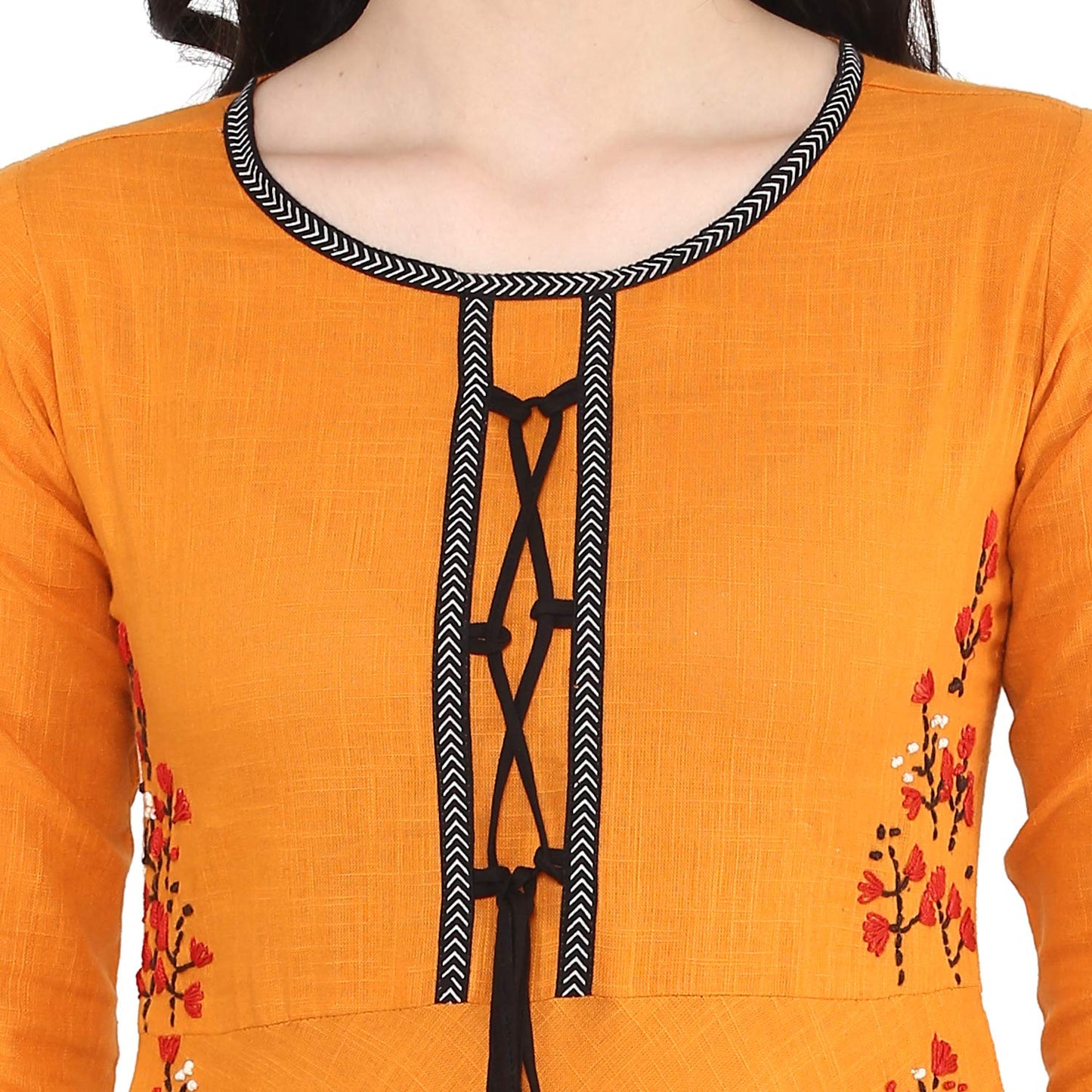 Embroidered Anarkali Kurta (Yellow)