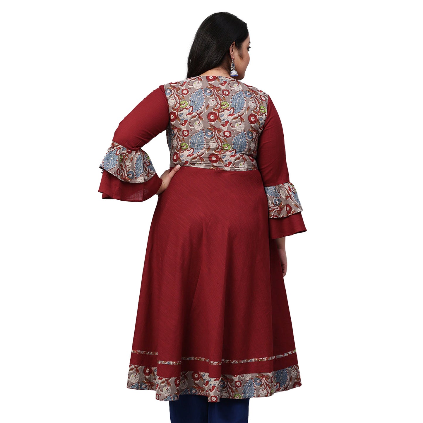 Patchwork Anarkali Kurta (Maroon)