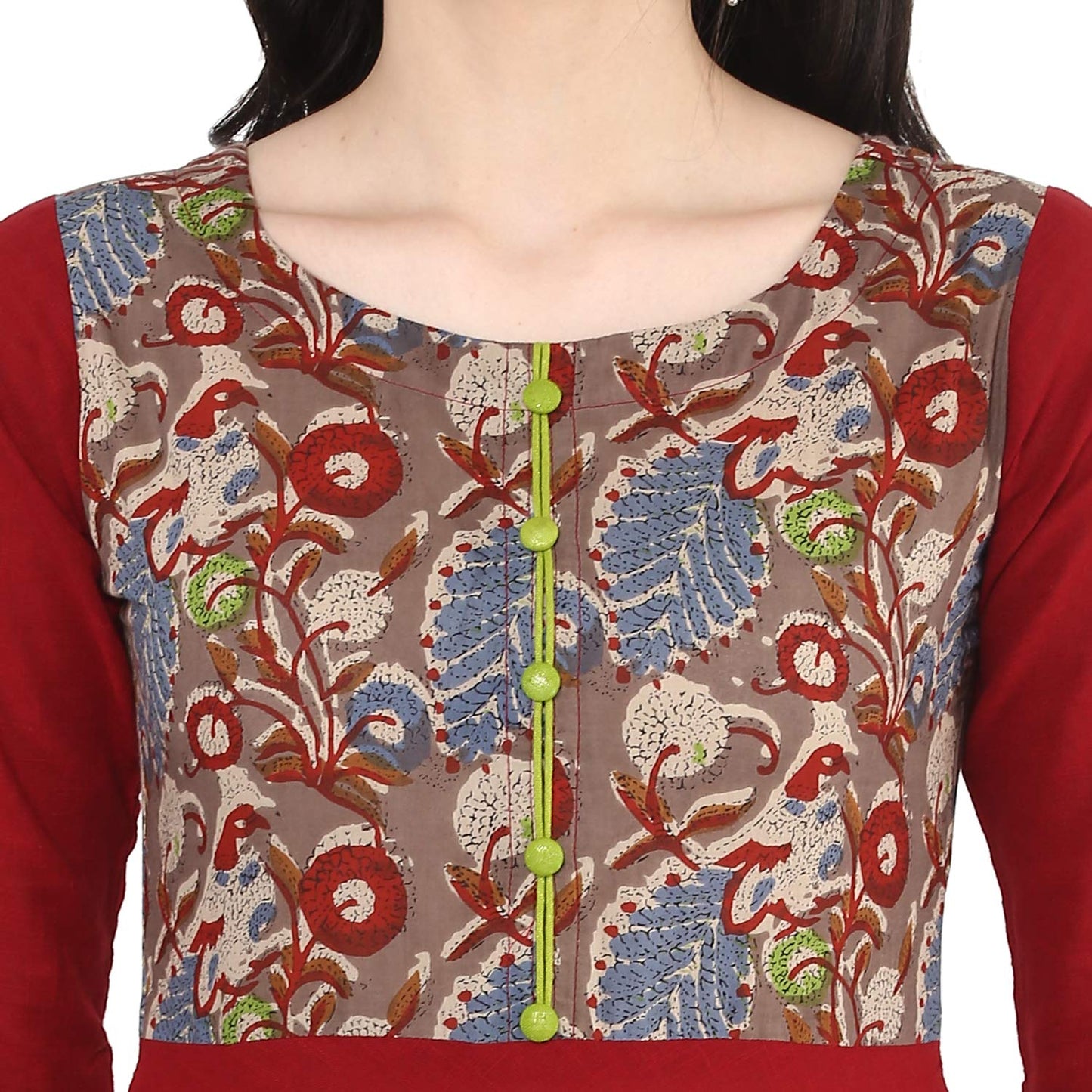 Patchwork Anarkali Kurta (Maroon)