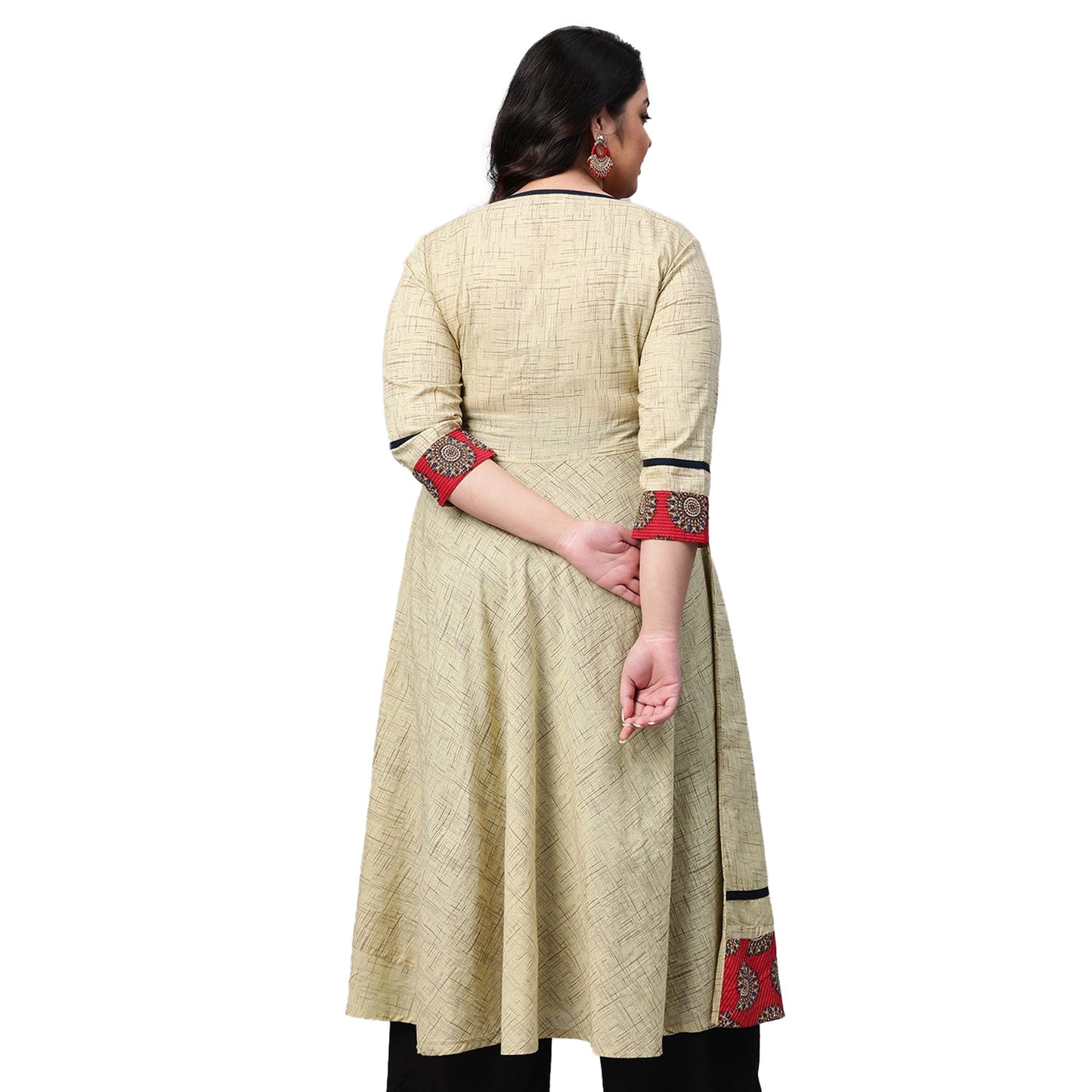 Printed Anarkali Kurta (Beige)