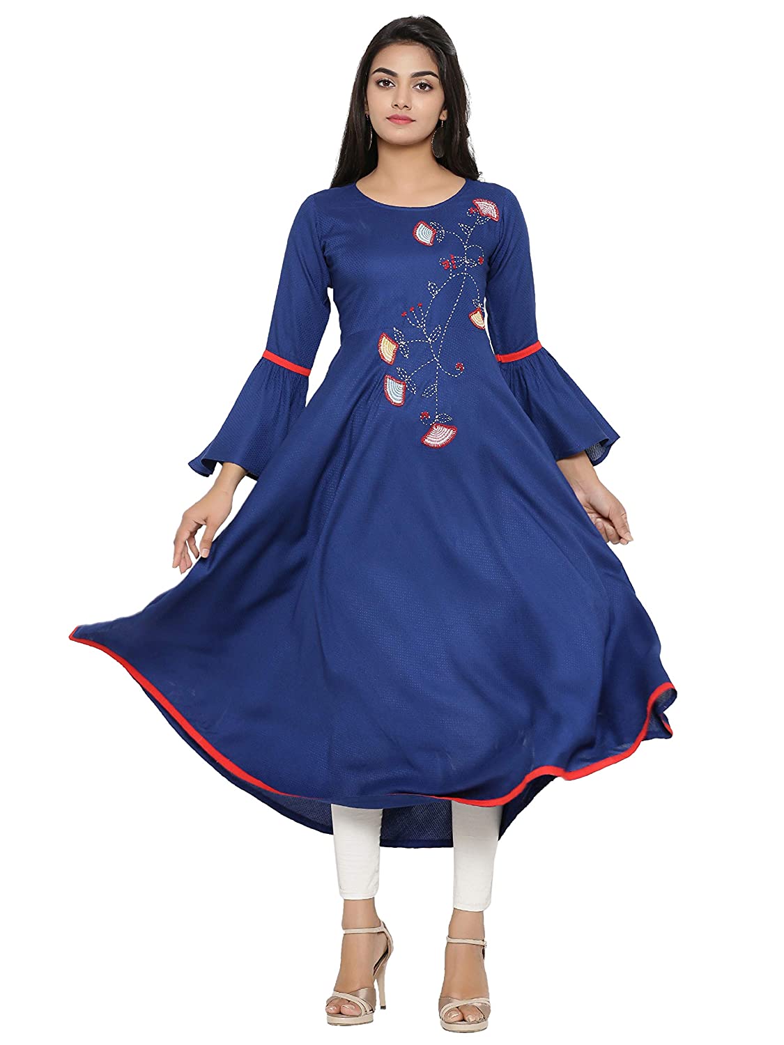 Applique Anarkali Kurta (Blue)