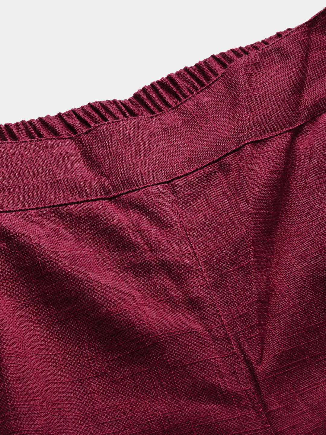 Cotton Slub Solid Regular Fit Casual Trouser Pants (MAROON)