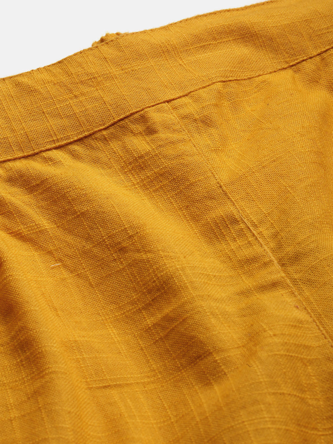 Cotton Slub Solid Regular Fit Casual Trouser Pants (MUSTARD)
