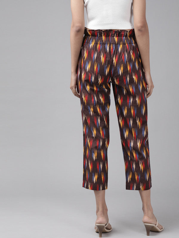 womens cotton ikat printed regular fit casual trouser pants