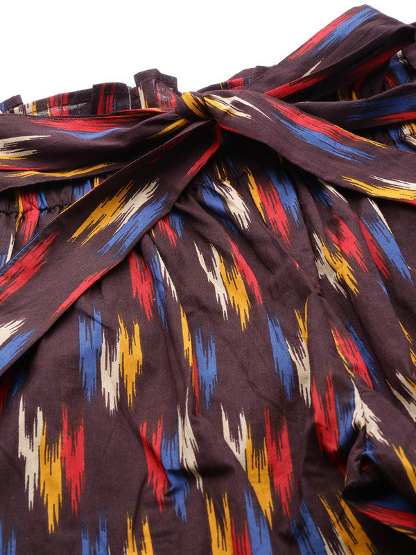 Cotton Ikat Printed Regular Fit Casual Trouser Pants