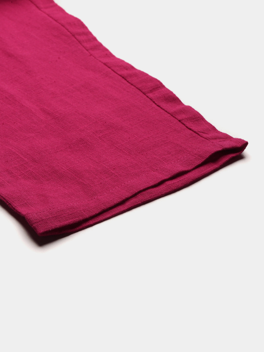 women solid cotton slub straight trouser pant