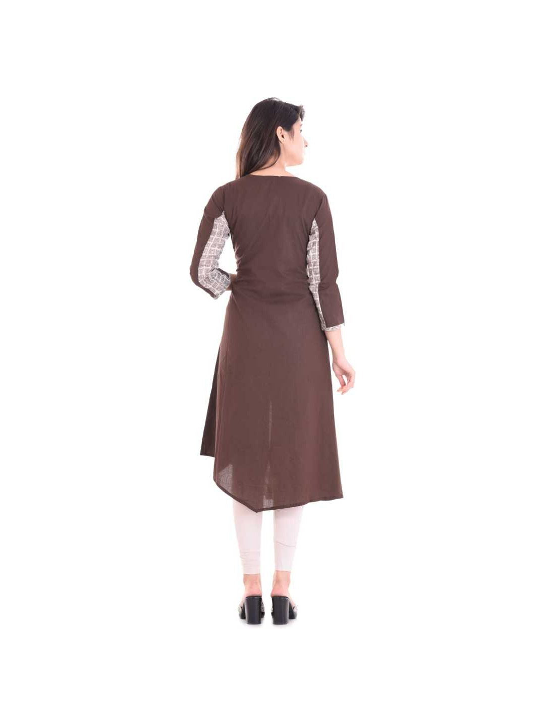 Festive & Party Checkered Kurti (Brown)