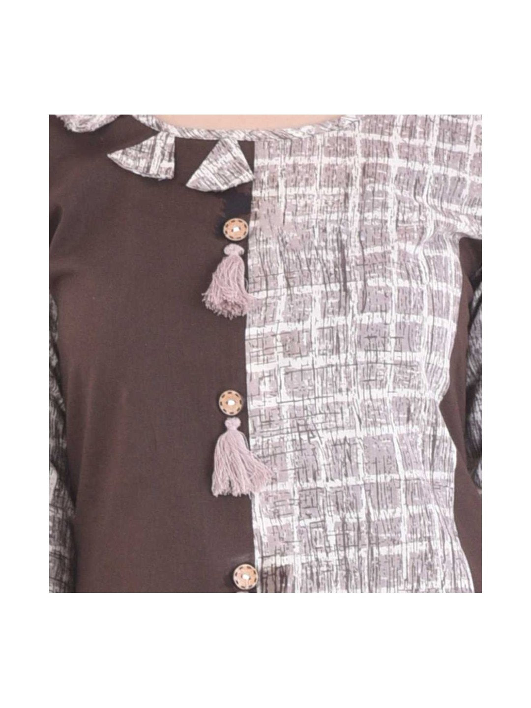 Festive & Party Checkered Kurti (Brown)