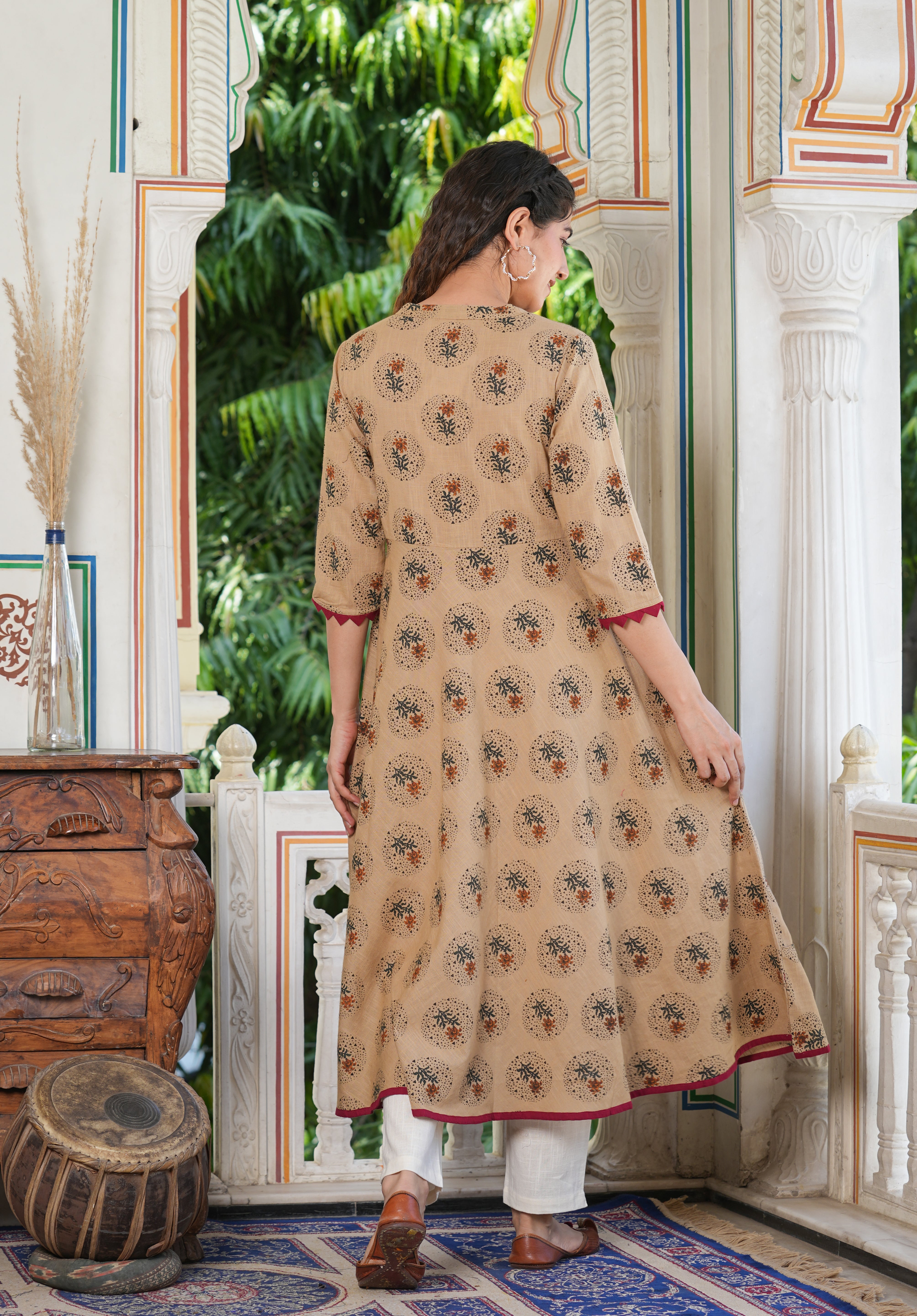 Melange floral outlet print anarkali kurta