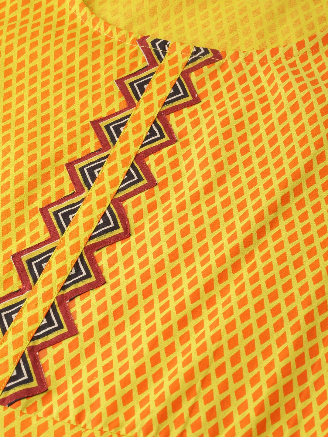 Cotton Geometric Print Anarkali Kurta Plus Size