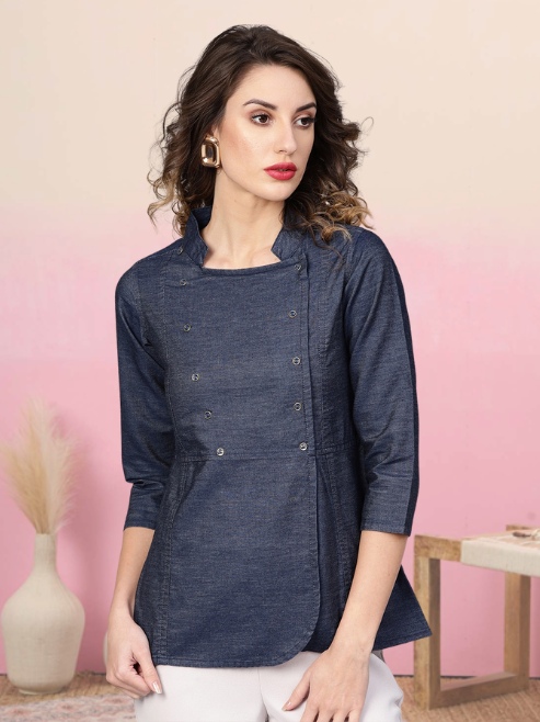 women denim regular top blue