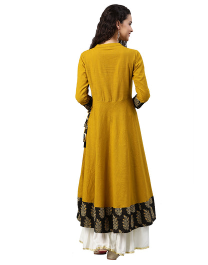 Yash Gallery Women's Cotton Slub Embroidered Anarkali Kurta
