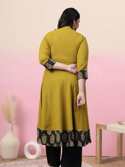 Cotton Slub Sequin Work Angrakha Kurta