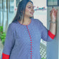 Rayon Geometric Print A-Line Kurta (Blue)
