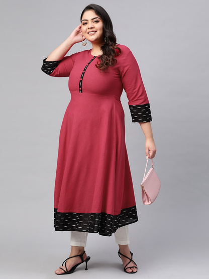 Cotton Slub Plain Dye Anarkali Kurta