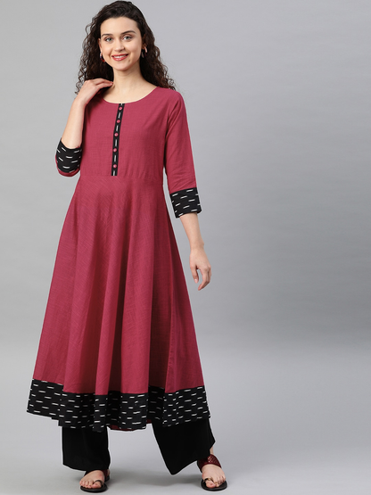 Cotton Slub Plain Dye Anarkali Kurta