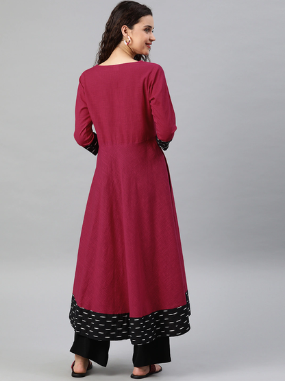 Cotton Slub Plain Dye Anarkali Kurta