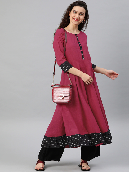 Cotton Slub Plain Dye Anarkali Kurta