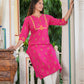 Cambric Cotton Zari Embroidered Straight Kurta (Pink)