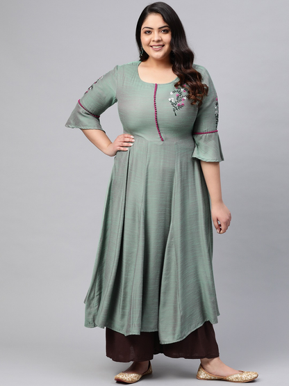 Shaded Poly Viscose Embroidered Anarkali Kurta