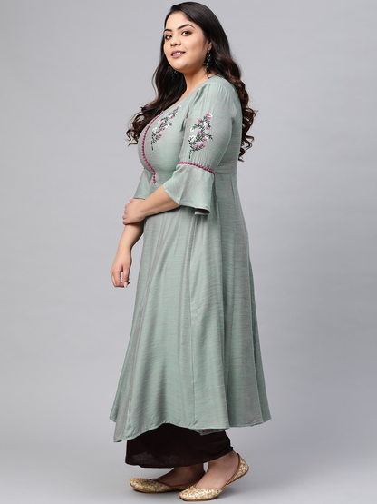 Shaded Poly Viscose Embroidered Anarkali Kurta