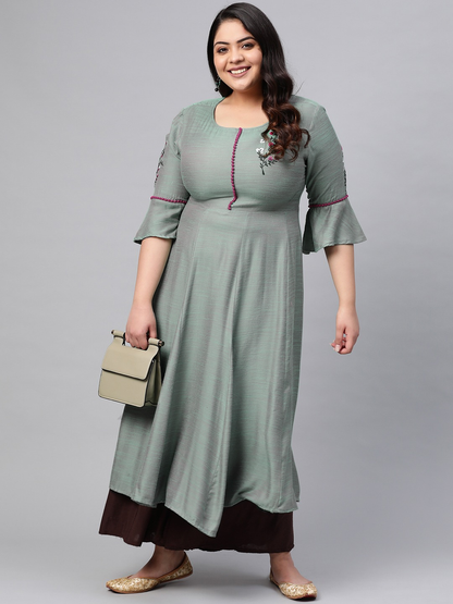 Shaded Poly Viscose Embroidered Anarkali Kurta