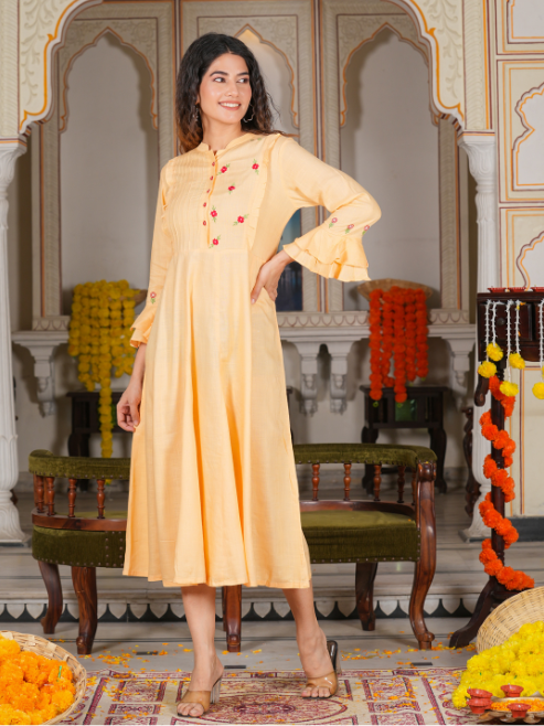 women a line orange dress