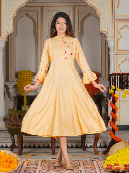 women a line orange dress