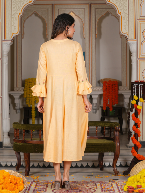 women a line orange dress