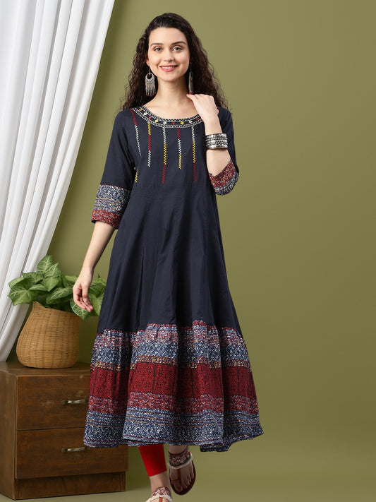 Cotton Embroidered Anarkali Kurta