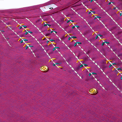 Viscose Embroidered Anarkali Kurta (Purple)