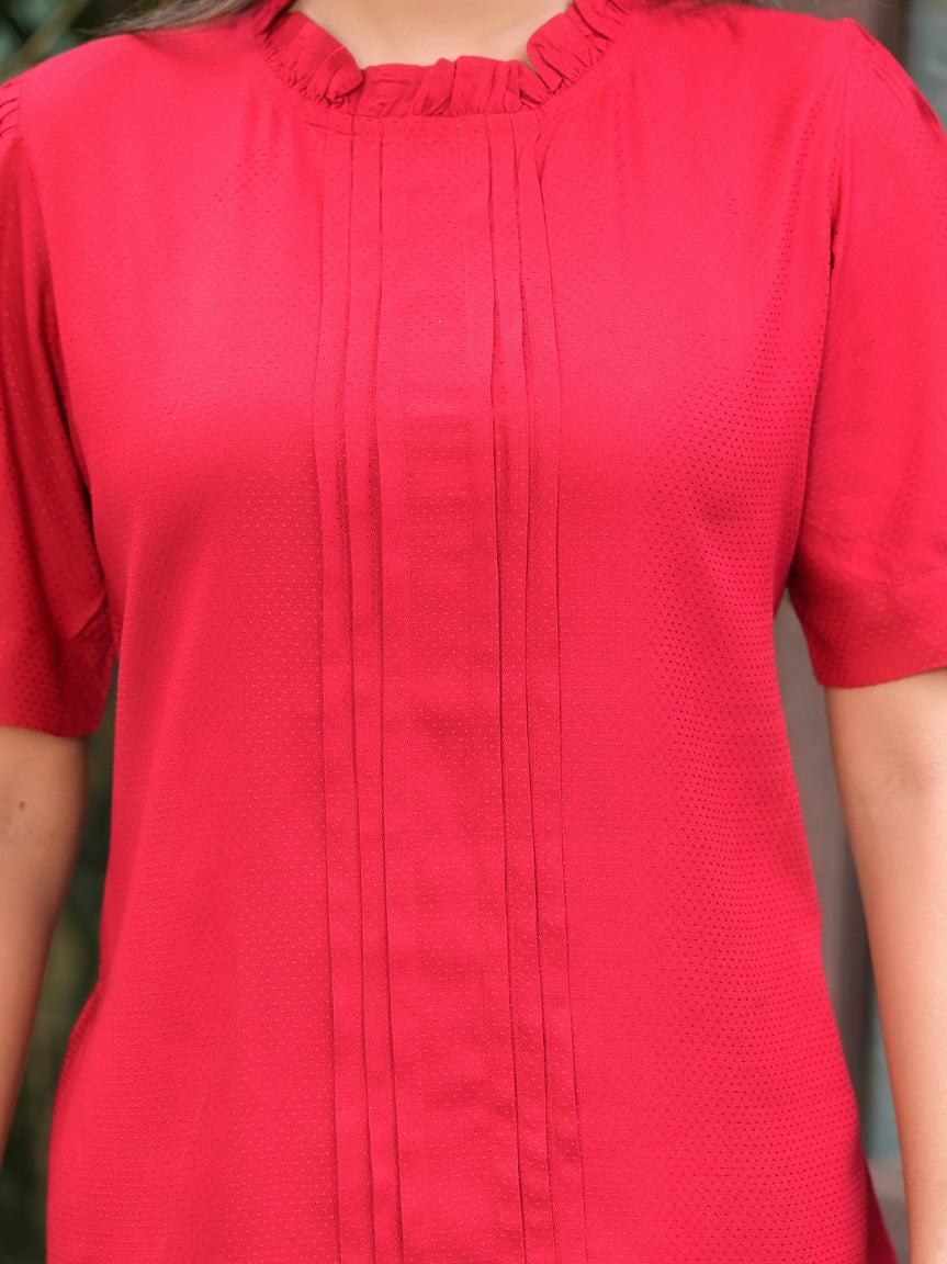 women rayon dobby designer top maroon