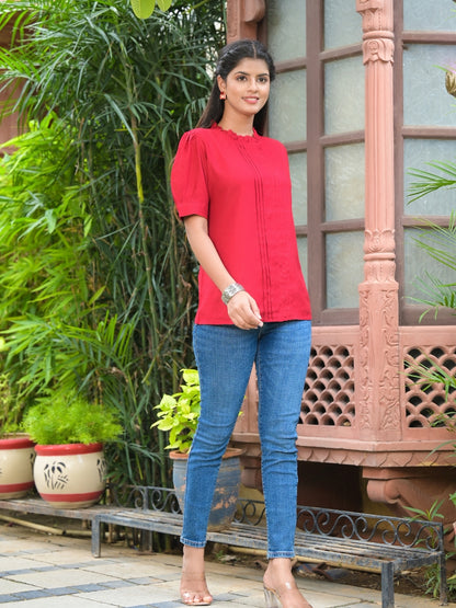 women rayon dobby designer top maroon