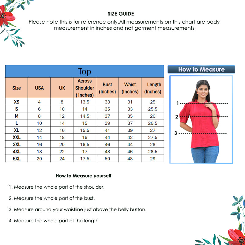 Kurti Indian Shirt Size Converter Readymade Printed Cotton Kurta