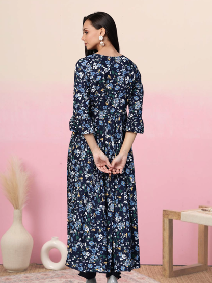 Rayon Floral Printed Anarkali Kurta
