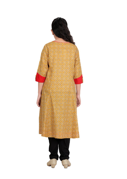 Yash Gallery Kids Cotton Floral Printed Anarkali Kurta (YELLOW)