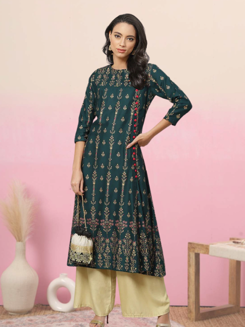 Rayon Floral Print Anarkali Kurta