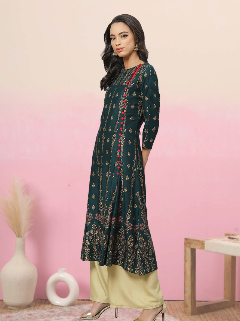 women rayon floral print anarkali kurta