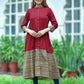 Rayon & Cotton Cambric Zig-Zag Printed A-line Kurta