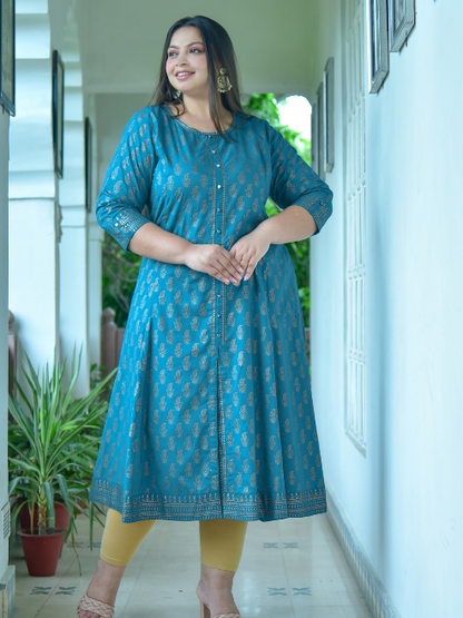 Yash Gallery Women's Cotton Gold Print Anarkali Kurti Plus Size