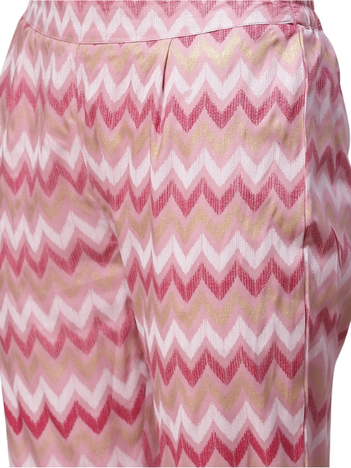 Rayon Floral Printed Straight Kurta with Pant (Pink)