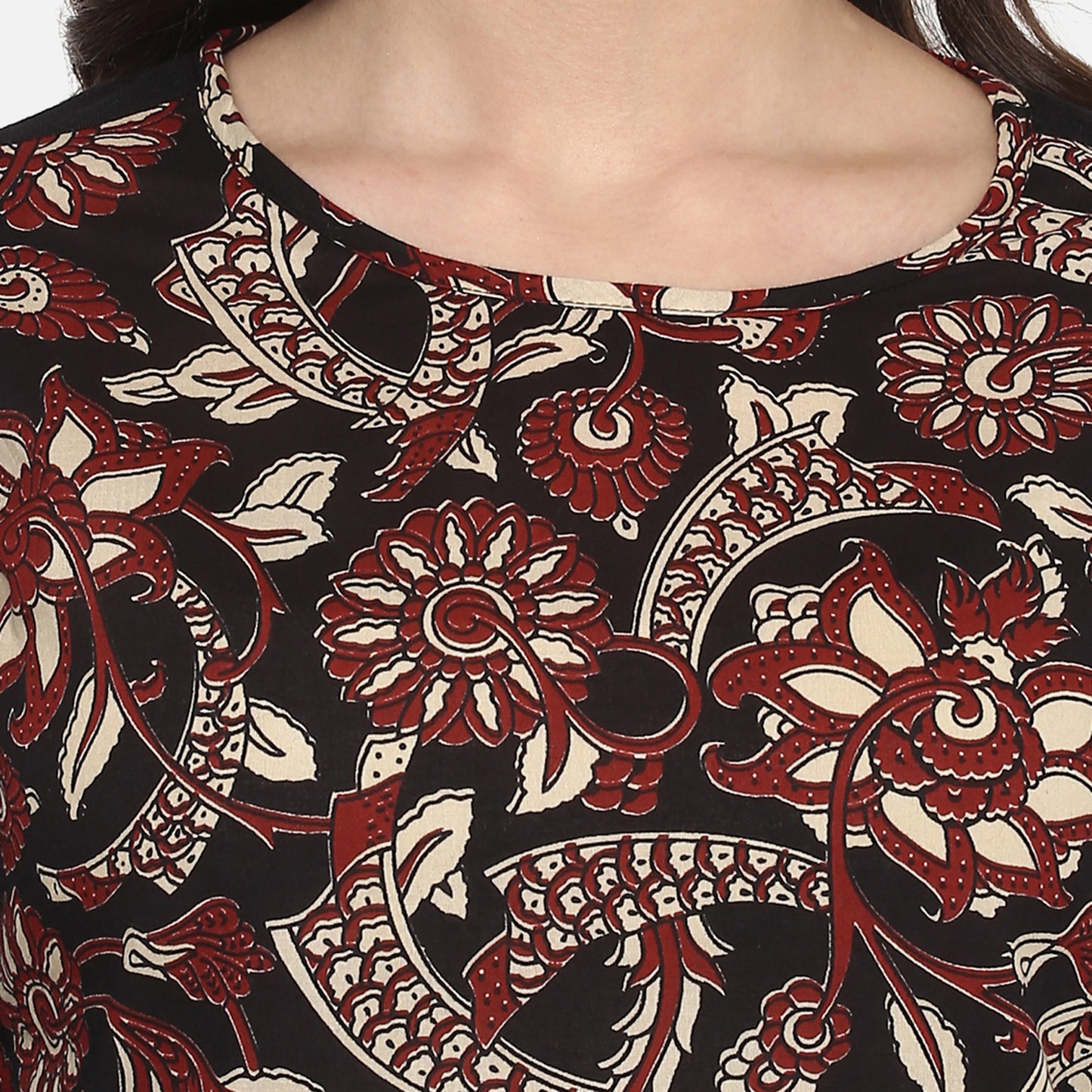 Festive & Party Floral Print  Kurti (Black)