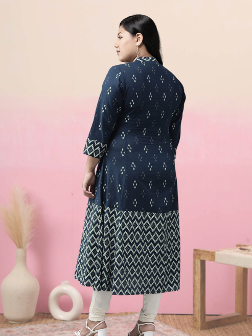Cotton Ikat Printed A-line Kurta
