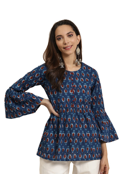 YASH GALLERY Women's Cotton Geometrical Printed Regular Kurti