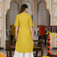 Cotton Stripe Gold Printed Straight Kurta (Green)