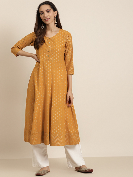 Cotton Floral Print Anarkali Kurta